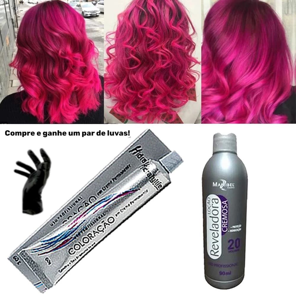 Kit Rosa Pink 01 Coloração e 01 OX 20 Vol. Mairibel/Hidraty
