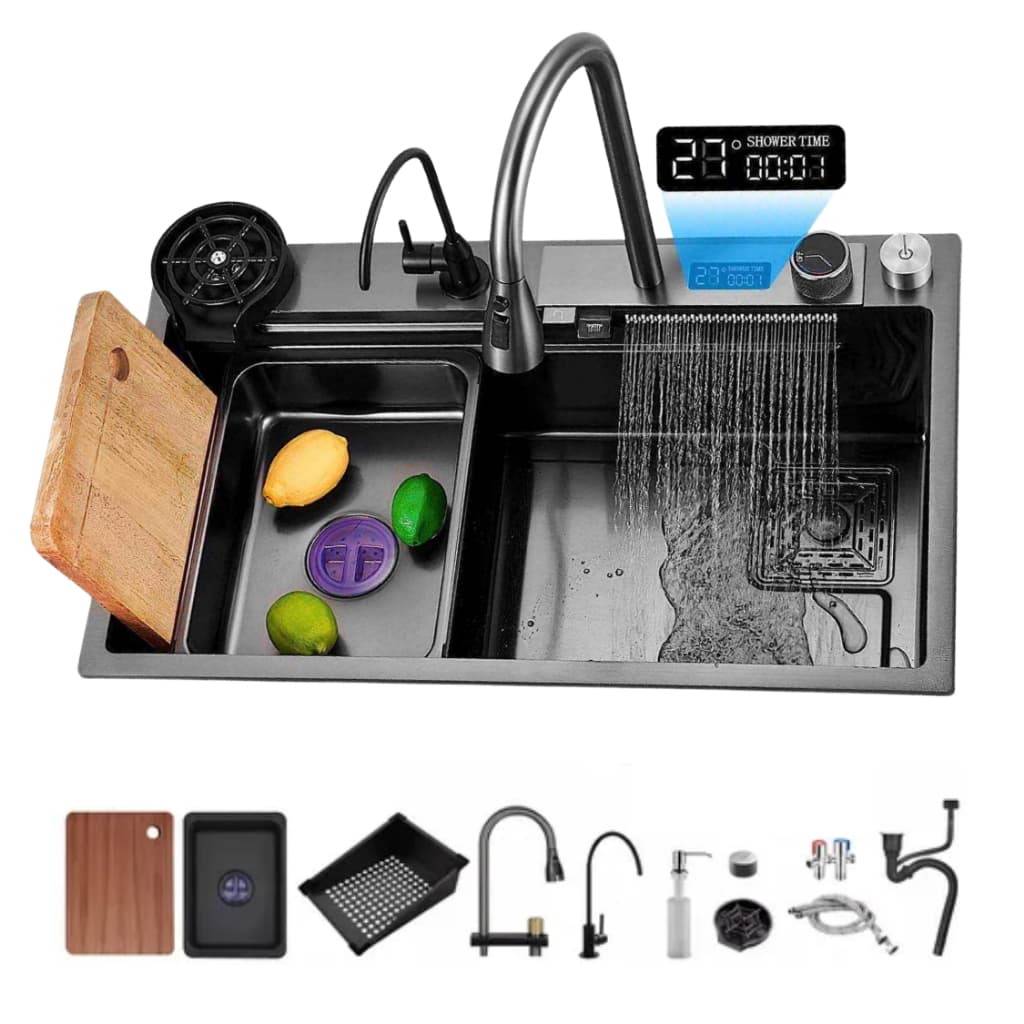 Kit Cuba Cozinha Gourmet Aço Inox Com Acessórios e Torneiras 68cm