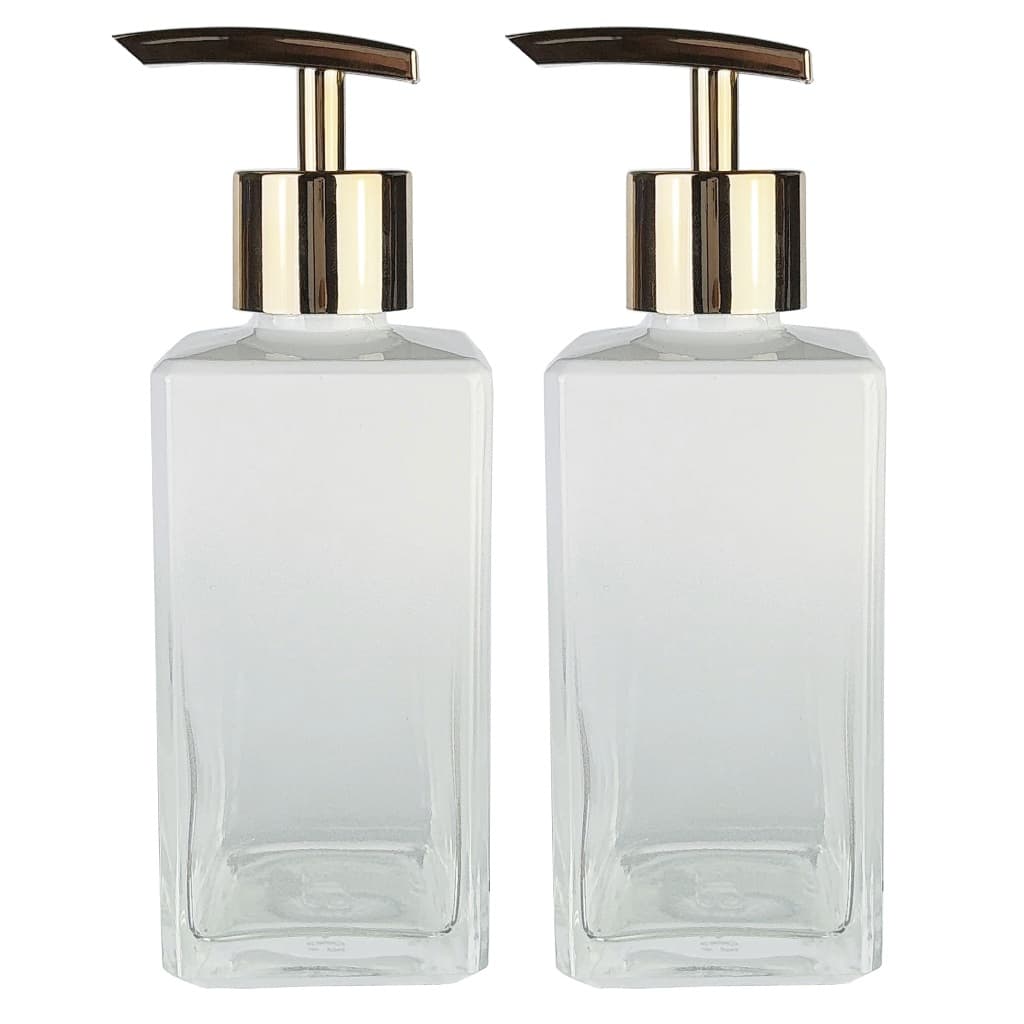2 Vidro Square Branco Saboneteira Válvula Pump Super Luxo