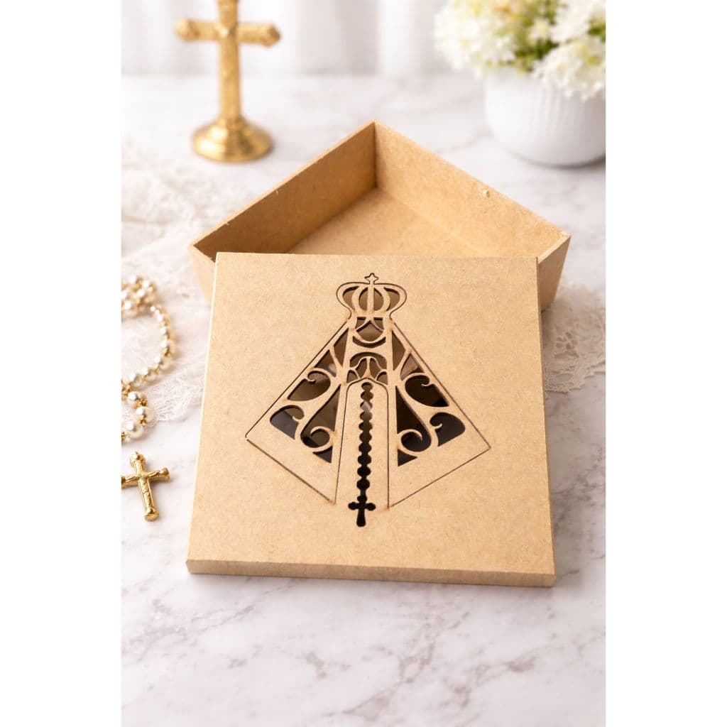 caixa nossa senhora em mdf laser 15x15x5 personalizado religioso