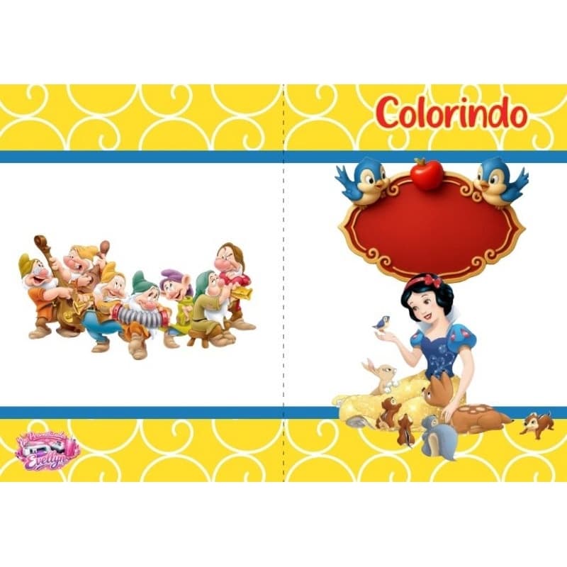 livrinho de colorir personalizado - Branca de neve