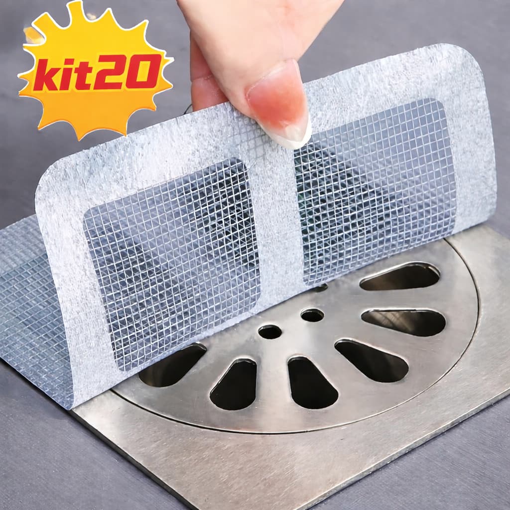 Kit 20 Protetores de Ralo Adesivos com Tela Descartável Anti Entupimento e Anti Insetos