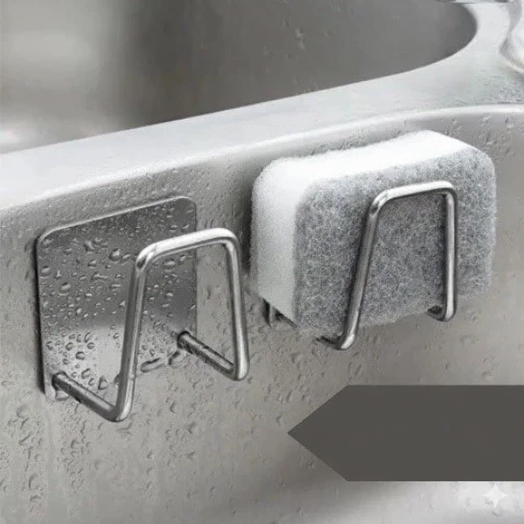 KIT Suporte Porta Esponja Ganho Aço Inox Adesivo Para Pia Cozinha Banheiro Premium Resistente