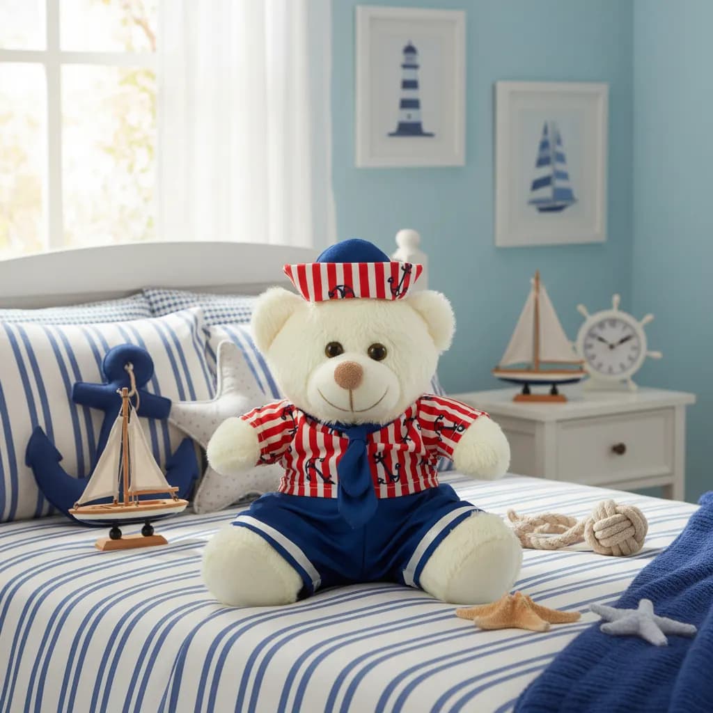 Urso De Pelúcia Marinheiro Toybrink 30cm Decoração Infantil