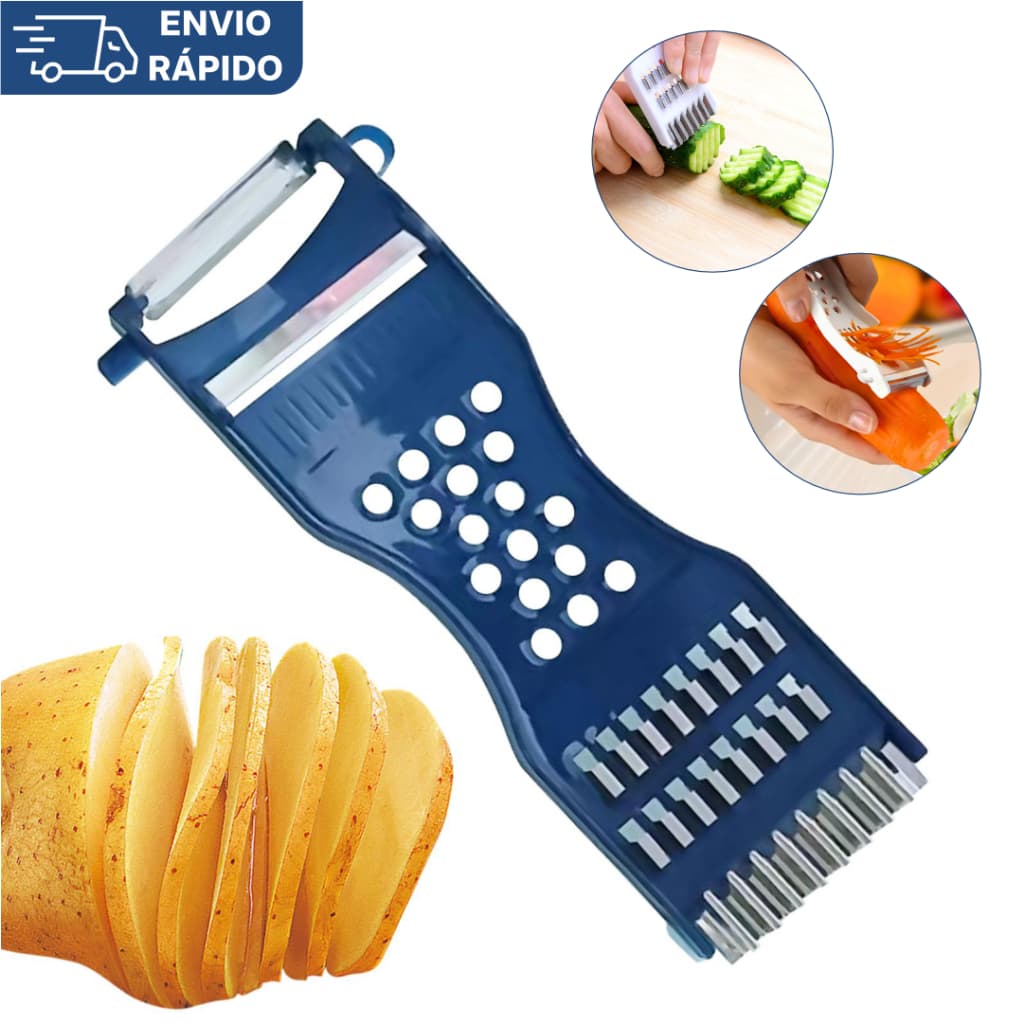 Kit 3 Ralador Descascador 5 Em 1 Fatiador Legumes Verduras Frutas Inox Multifuncional Alta qualidade