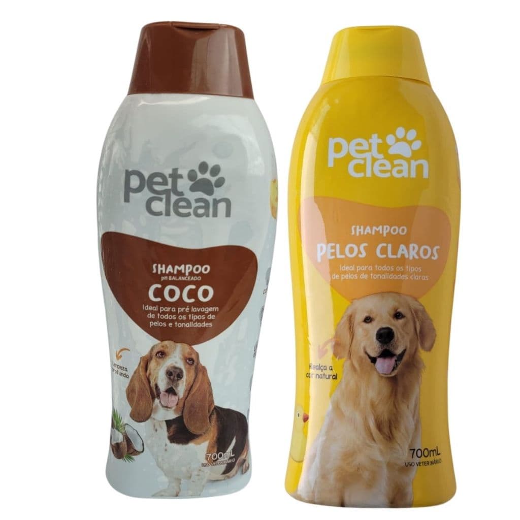 Kit Shampoo Coco + Shampoo Pelo Claro Pet Clean Cachorro