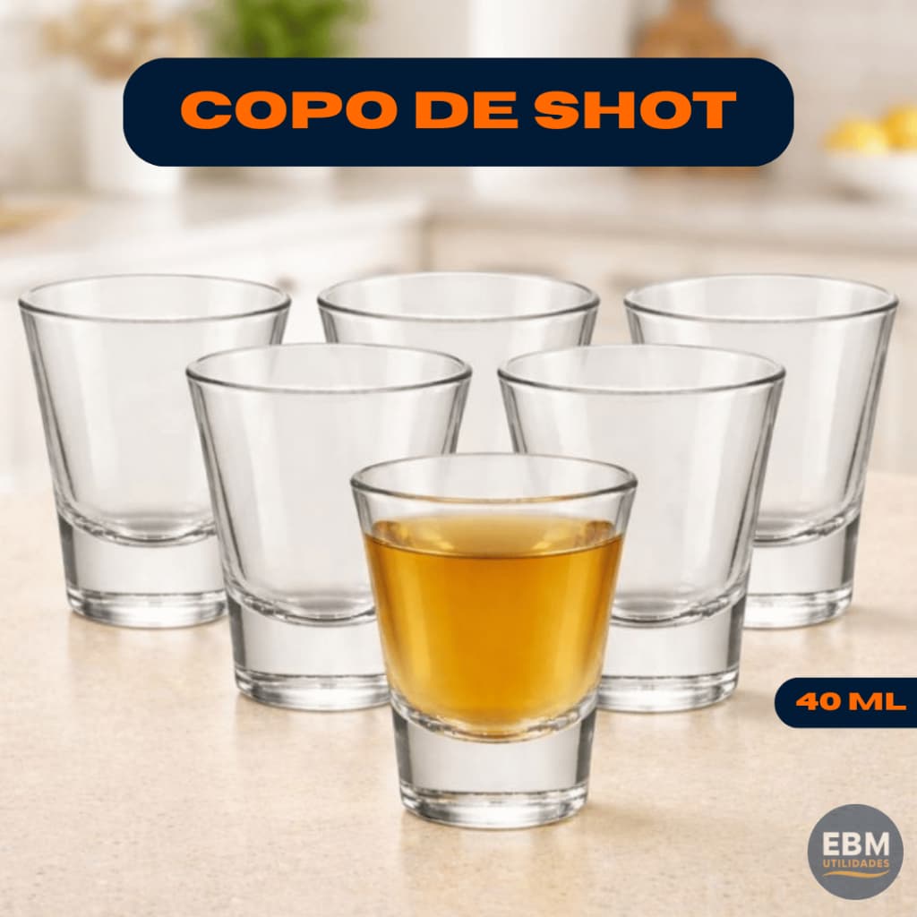 Kit 6/12 Copo De Shot de Vidro Compacto Versátil Drink Bebidas 40ml