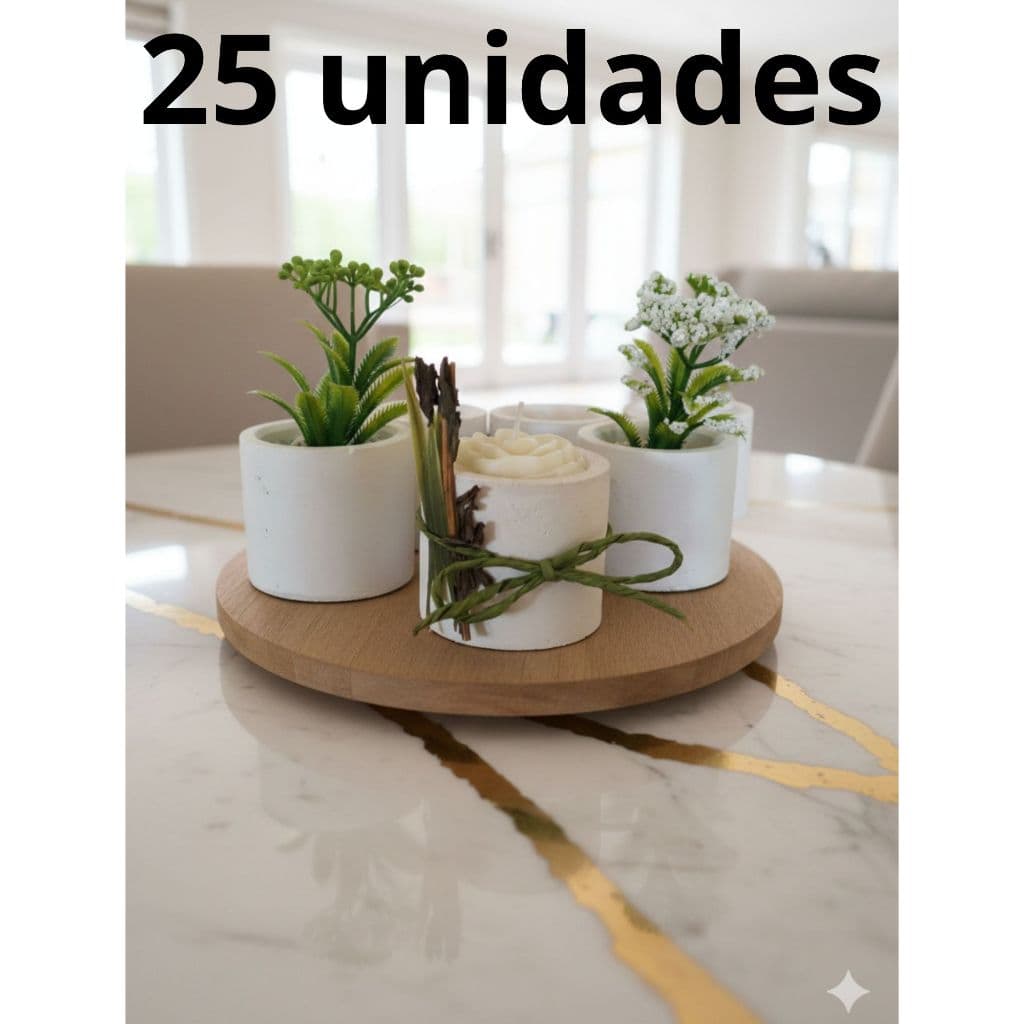 KIT 25 vasinhos REDONDO de gesso para presentes e Lembrancinhas porta-velas e suculenta