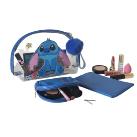 KIT stitch 3/necessaire, Maquiagem de Grande Capacidade - Portátil para viagem presente perfeito temporal*
