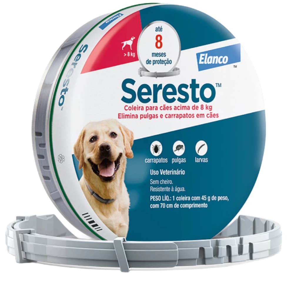 Coleira Antipulgas e Carrapatos Elanco Seresto para Cães acima de 8 Kg
