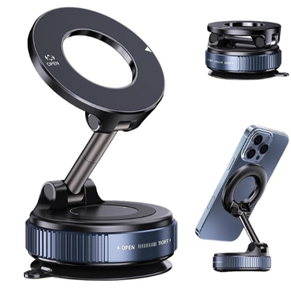 Suporte Magnético Ajustável E Dobrável Para Telefone Ímã 360 Giratório Com Ventosa Para Carro E Mesa