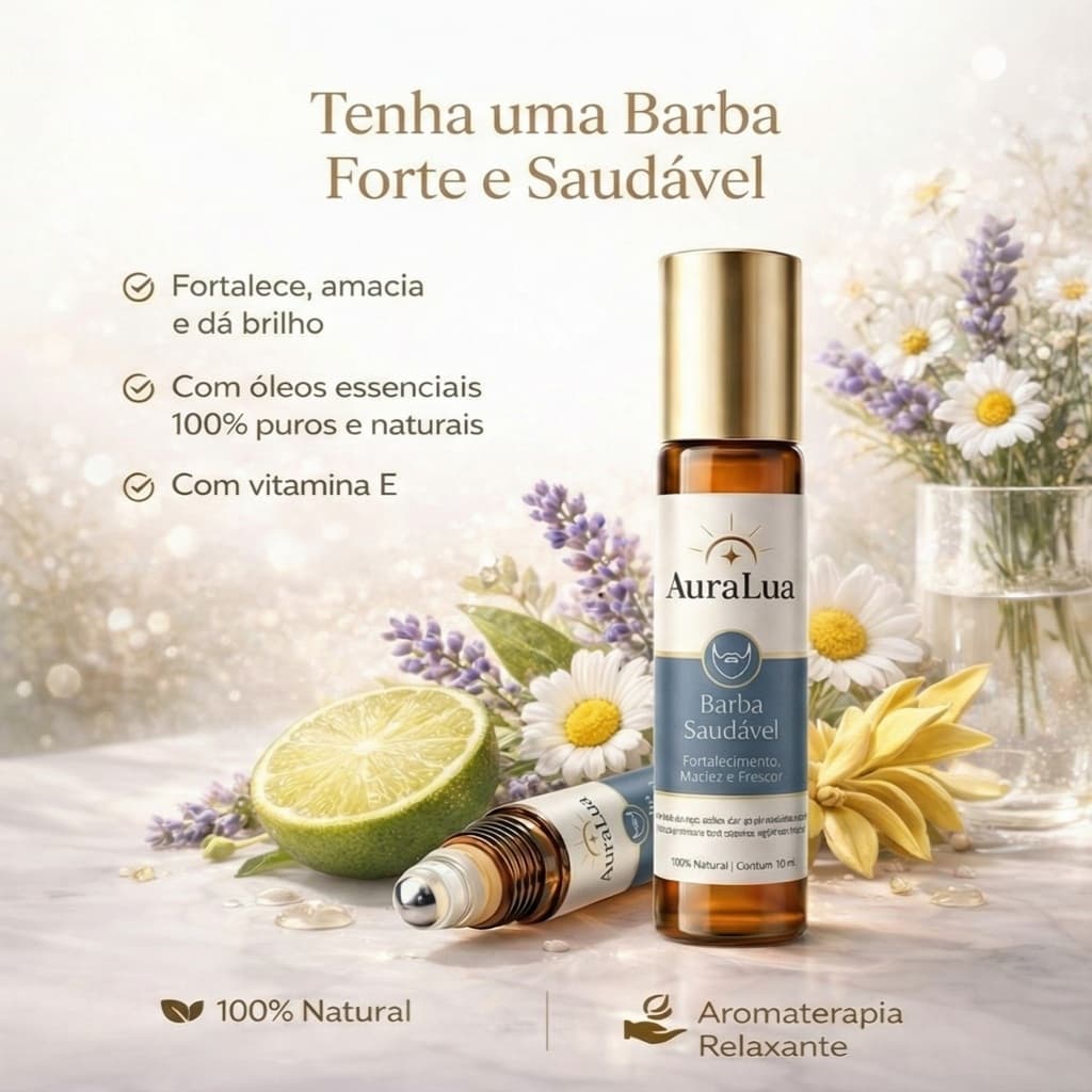 Blend Barba Saudável Roll-on | Crescimento, Fortalecimento, Hidratação e Maciez 10ml AuraLua