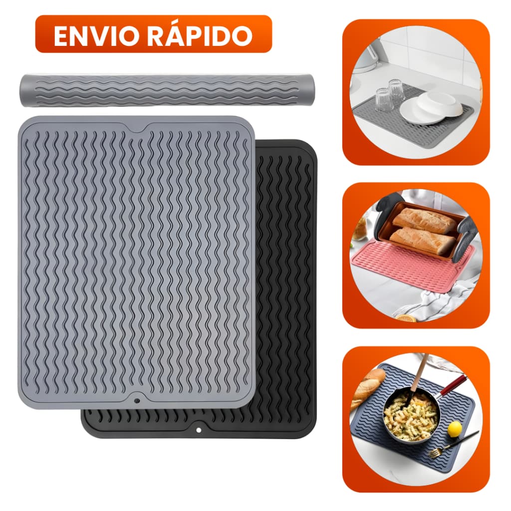 Descanso De Panela e Louça Escorredor De Silicone Premium Tapete Pia Antitérmico Antiderrapante