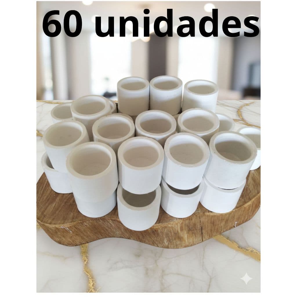 KIT 60 vasinhos REDONDO de gesso para presentes e Lembrancinhas porta-velas e suculenta