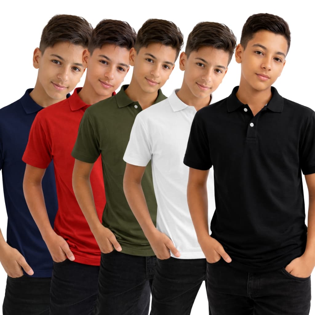 Camisa Polo Infantil Juvenil Masculino Camiseta Gola Básica Algodão Manga Curta