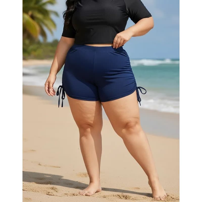 Short Feminino Academia Shortinho Regulagem Lateral Cintura Alta Sunkini Shorts Praia Piscina Treino Caminhada