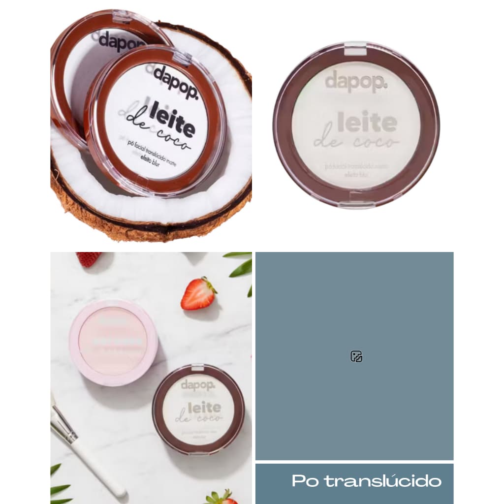 Kit 2 Pó Translucido Matte Leite de coco + Sorvete de Morango - Dapop