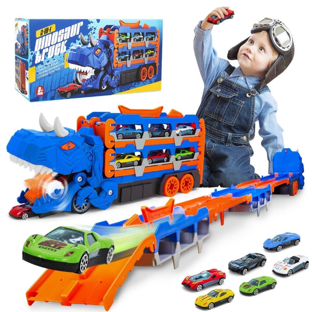 Caminhão Dinossauro Engolidor de Carrinhos - Acompanha Kit com 6 Carrinhos