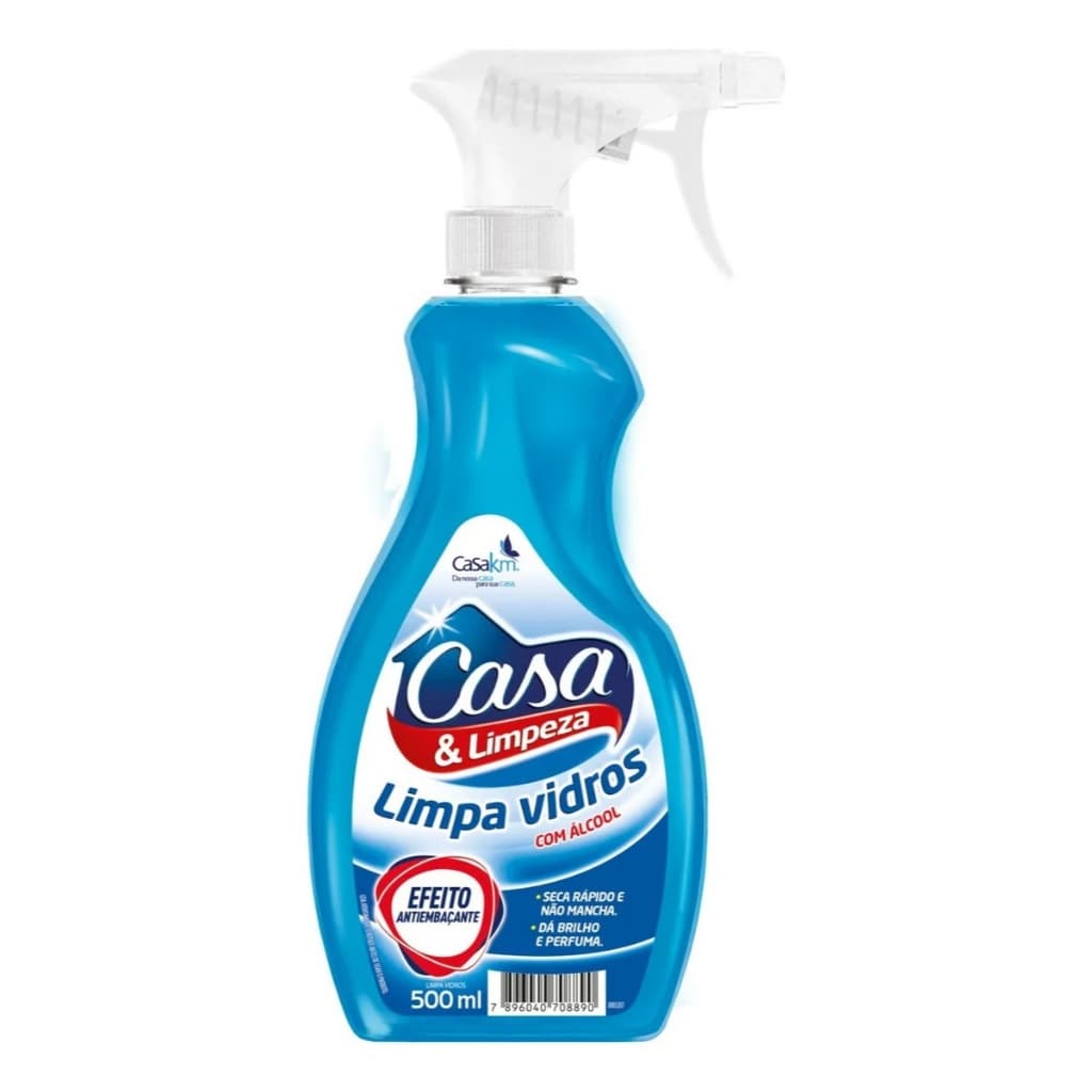 Limpa Vidros Casa & Limpeza Casa Km Com Álcool Spray Gatilho Não Mancha