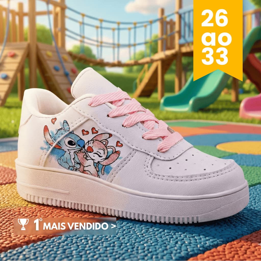 Tênis de Menina Infantil Modinha Stitch Confortável Macio Leve
