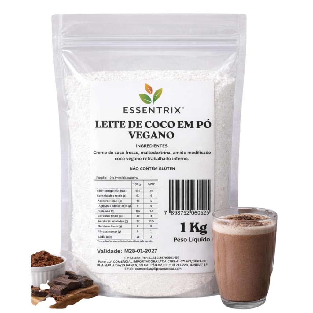 Leite de Coco em Pó 100% Puro Sem Lactose, Sem Glúten, Sem Açúcar - VEGANO 1 Kg
