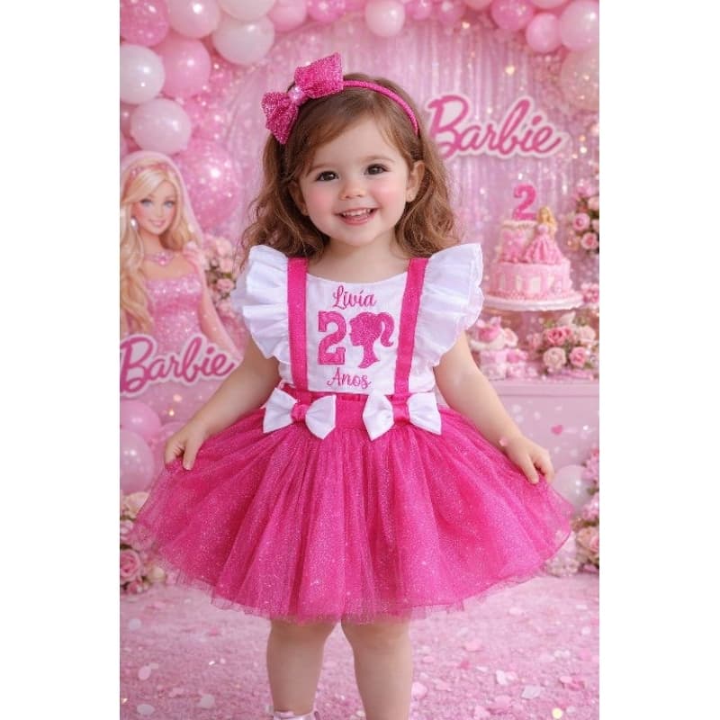 romper da barbie, jardineira Barbie, Barbie,fantasia da barbie