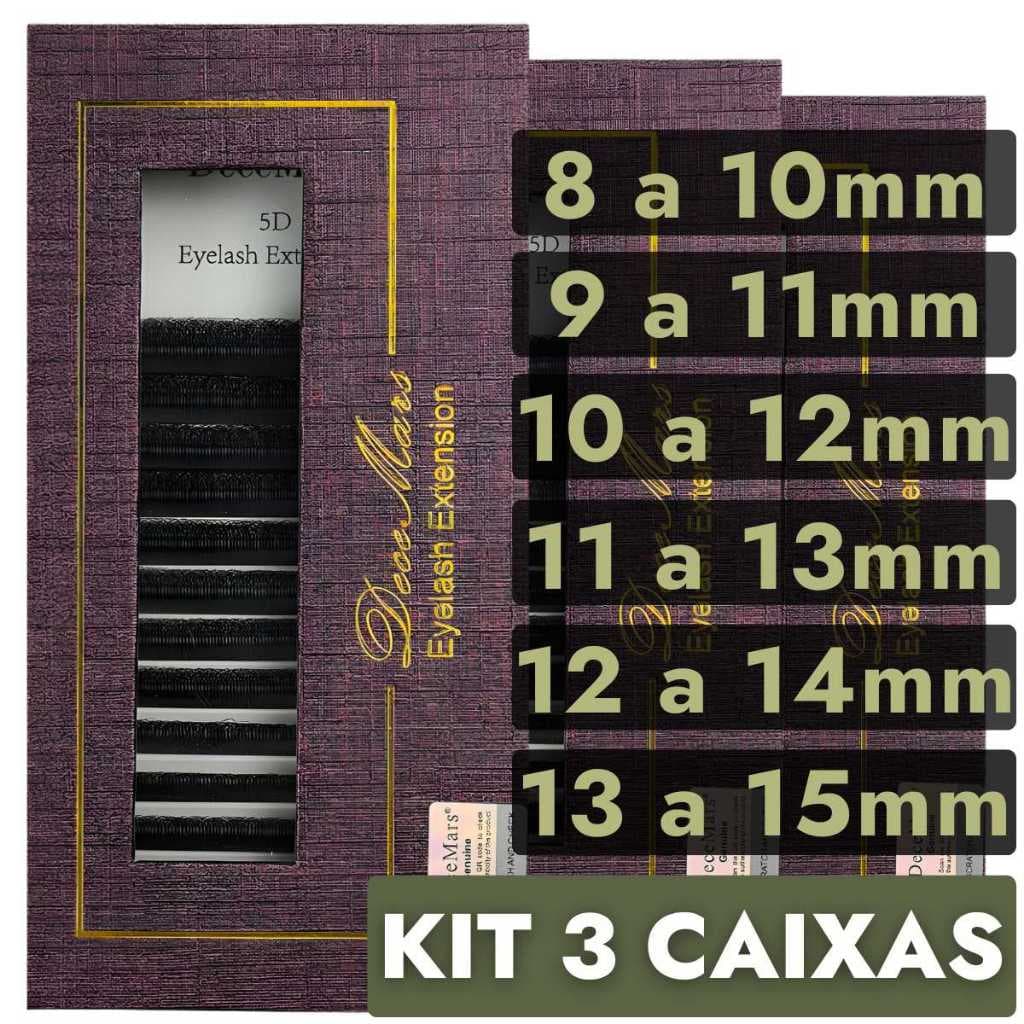 Kit 3un Cílios W 5D Decemars C D Volume Egípicio Original