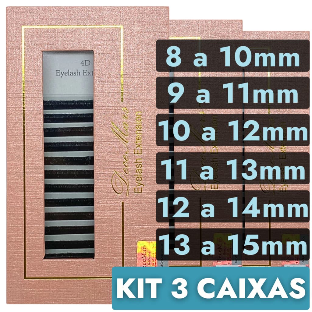 Kit 3un Cílios W 4D Decemars Yy C D Volume Egípicio Original