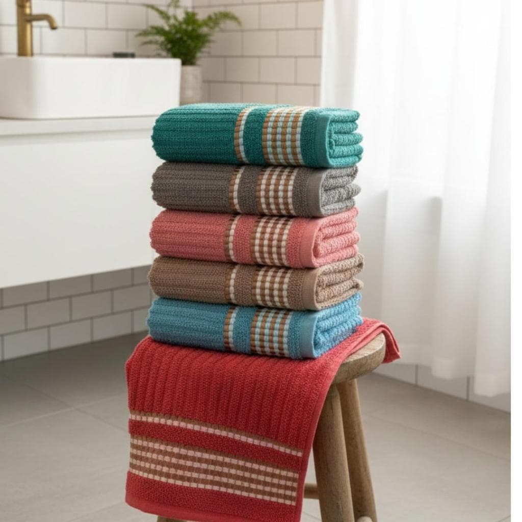 Kit 2 Toalhas de Banho 100% Algodão Canelada Macia de Alta Absorção