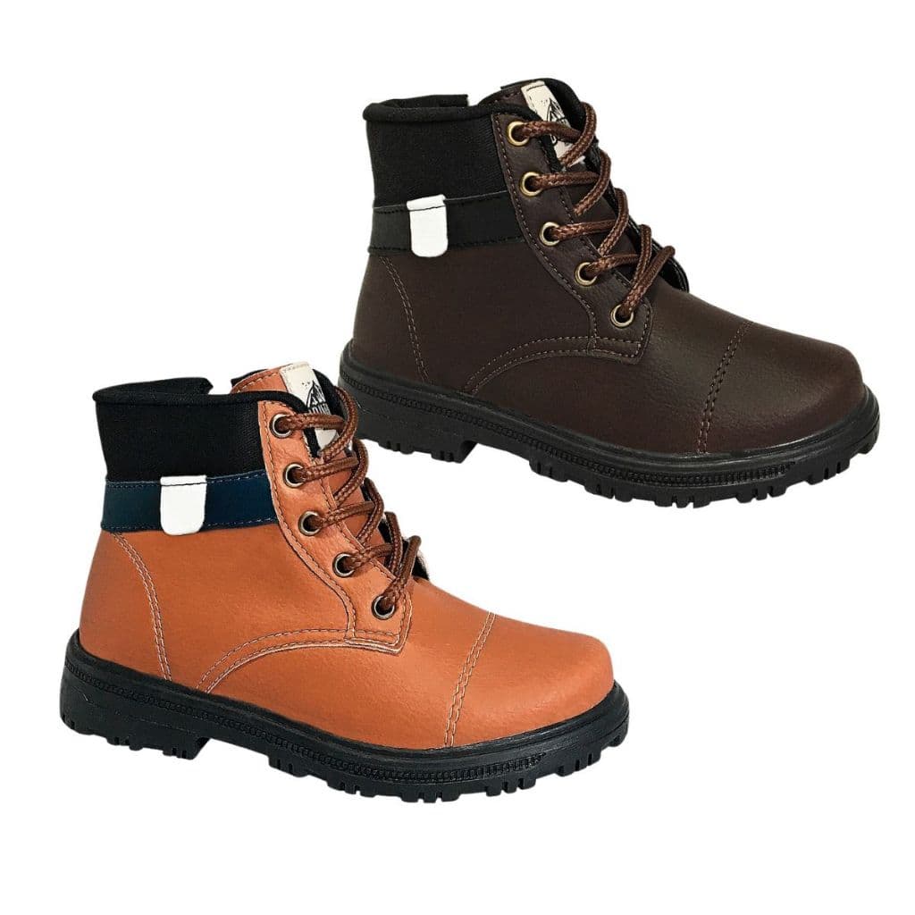 Bota Coturno Infantil Menino Casual Macio Confortável Sapato Masculino Country Caramelo Café