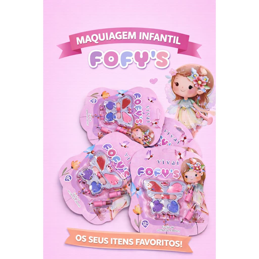 Vivai - Estojo de Sombras e Batom Infantil Fofys Borboleta