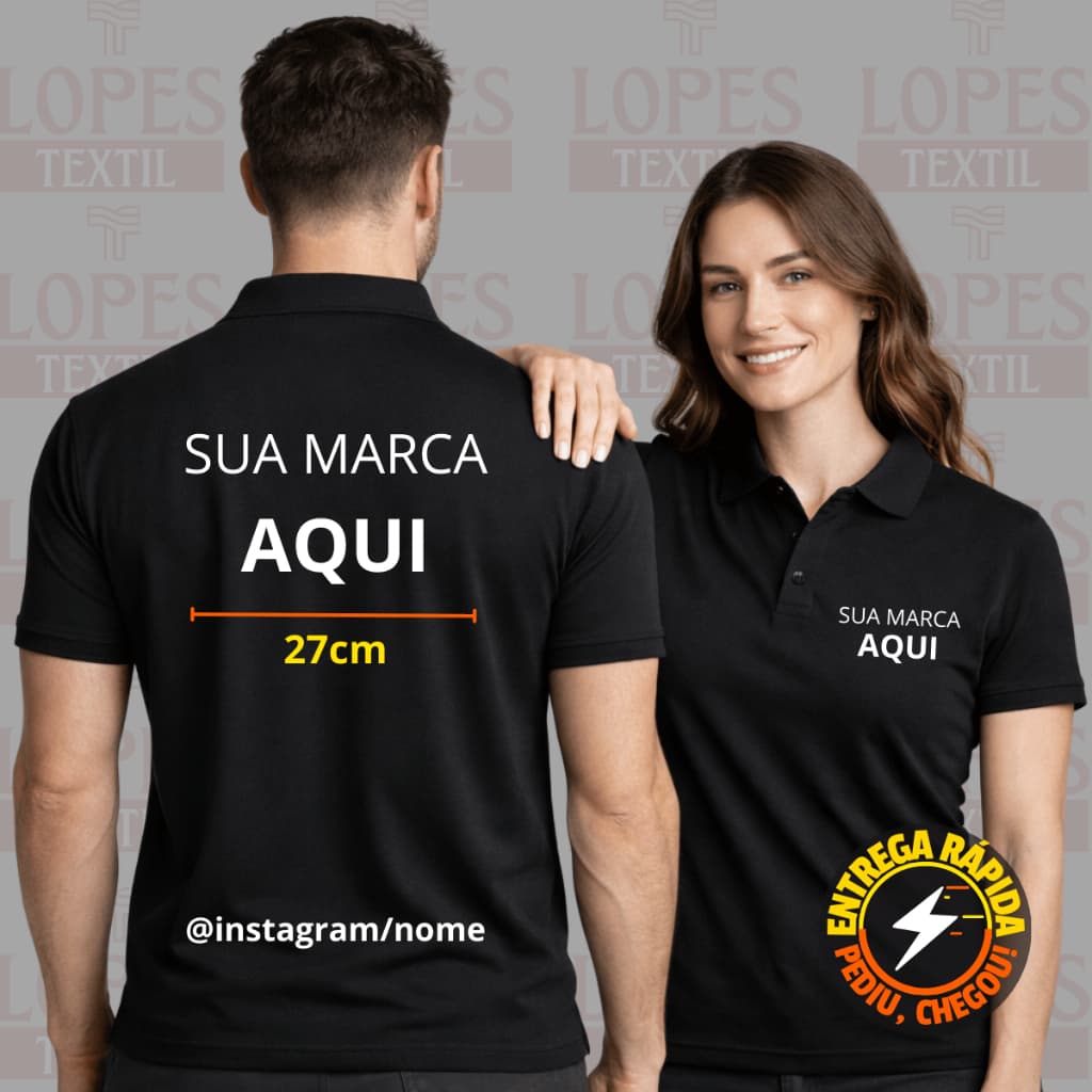 Camiseta Gola Polo Unissex Personalizada Uniforme Empresa | Do P ao G1 | Plus Size SUA MARCA AQUI