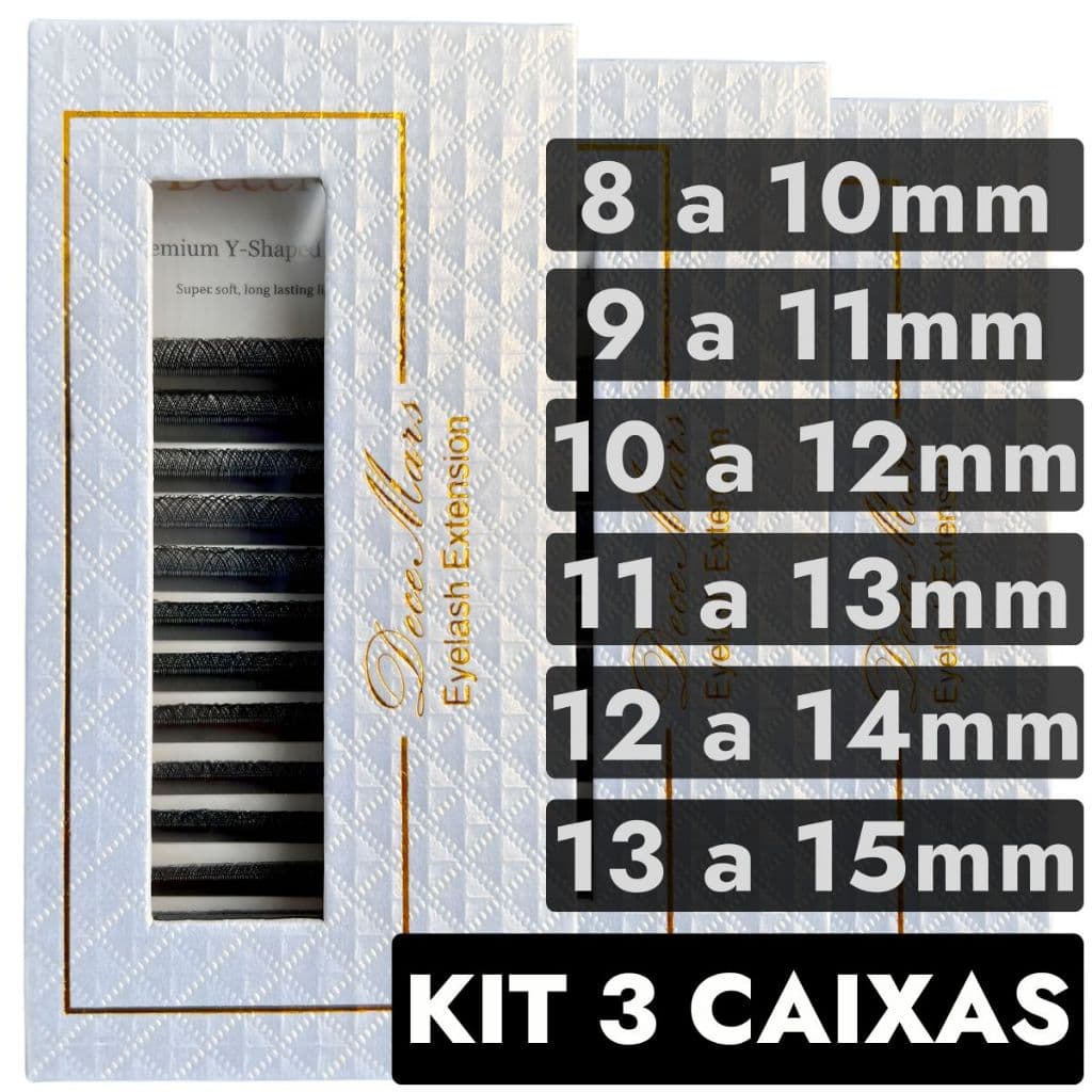 Kit 3un Cílios Decemars Y Volume Brasileiro C D 0.05 0.07