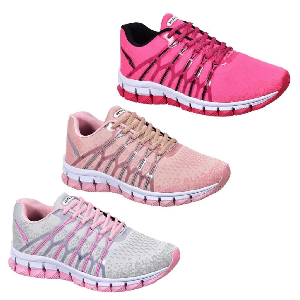 Kit 3 Pares Combo Tênis Feminino Mega Olym Corrida Academia Treino musculaçao academia