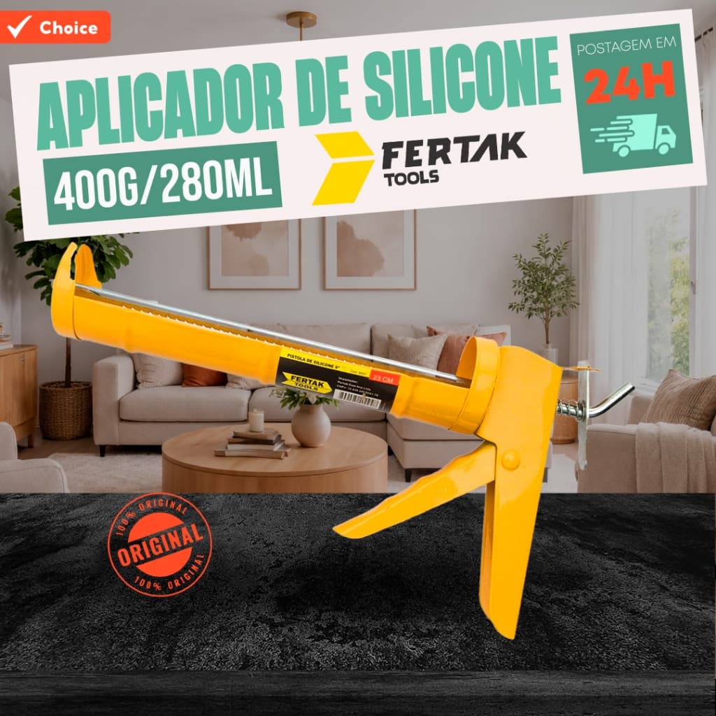 Pistola Aplicador De Silicone 9 Polegadas 400g/280ml - FERTAK