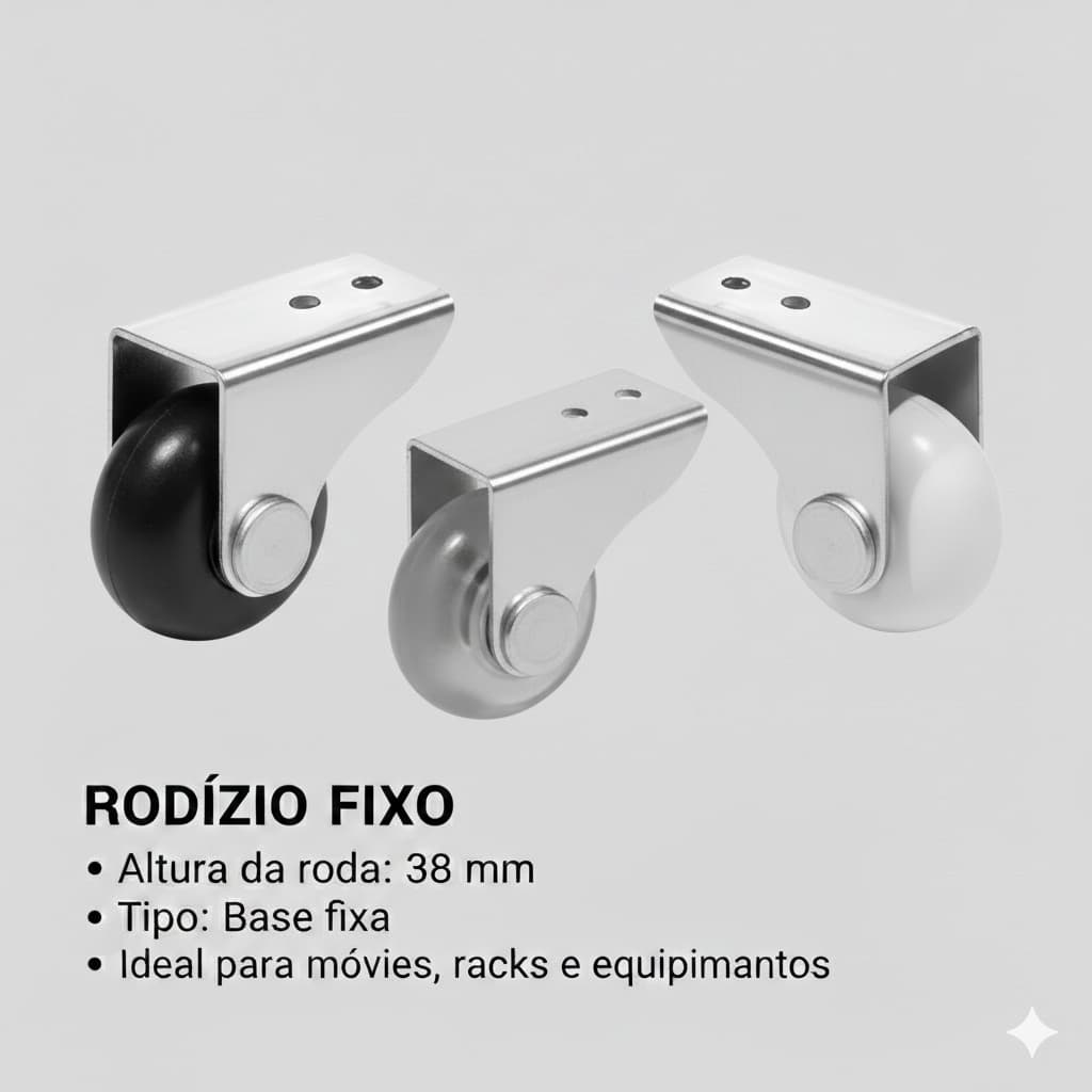 Kit 10 Rodinhas Rodízio 38mm  Fixo para Moveis, Sofá Retratil, Cadeira, Mesa Anti Risco
