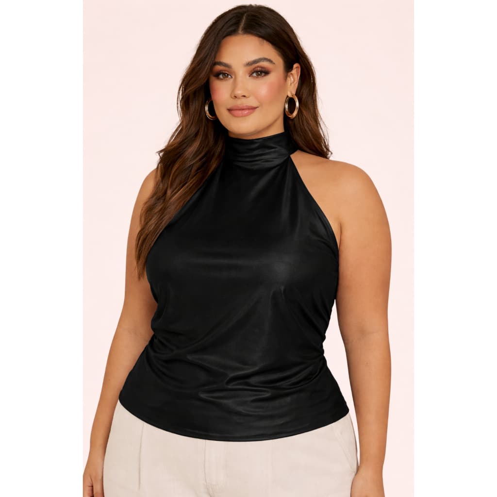 Blusa Plus Size Feminina Frente Única Elegante Tecido Acetinado