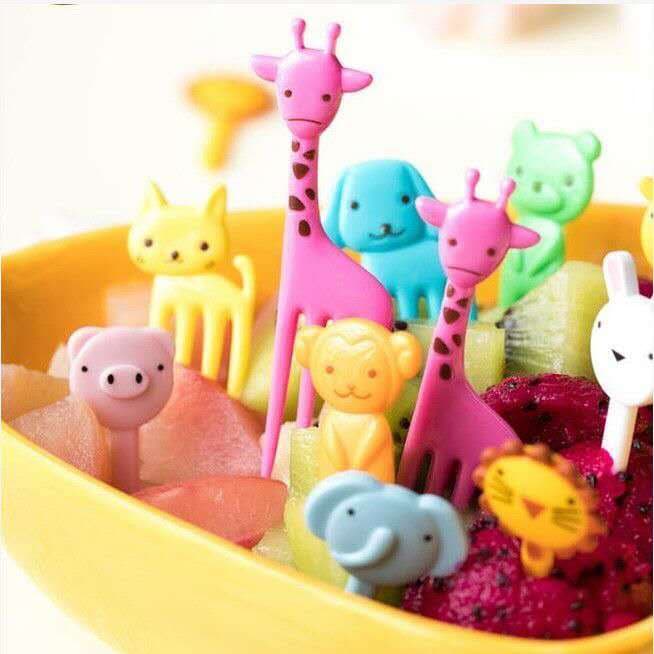 Mini garfos cartoon para festas Garfinhos para petiscos e finger food Plástico resistente e colorido