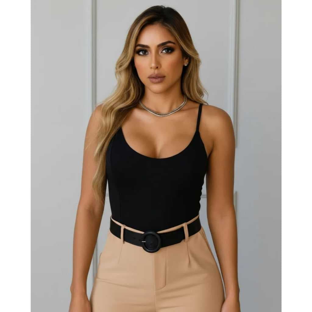 Body Feminino alcinha com bojo kit com 2 unidades