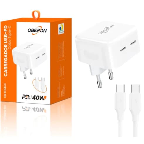 Carregador de Celular Turbo 20W Tipo C + USB QC 3.0 -OR-IC047/C