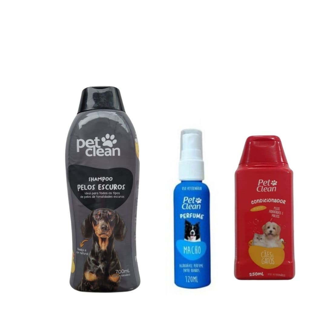 Kit Pop Shampoo Pelo Escuro + Condicionador + Perfume Pet