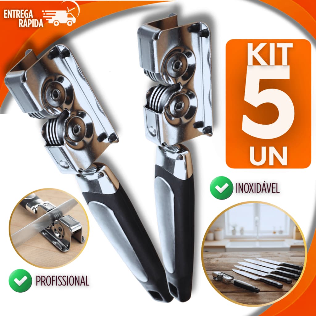 Kit 5 Afiador Amolador  de Faca Cutelo Canivete Tesoura em Aço Inox Profissional Premium afiadores