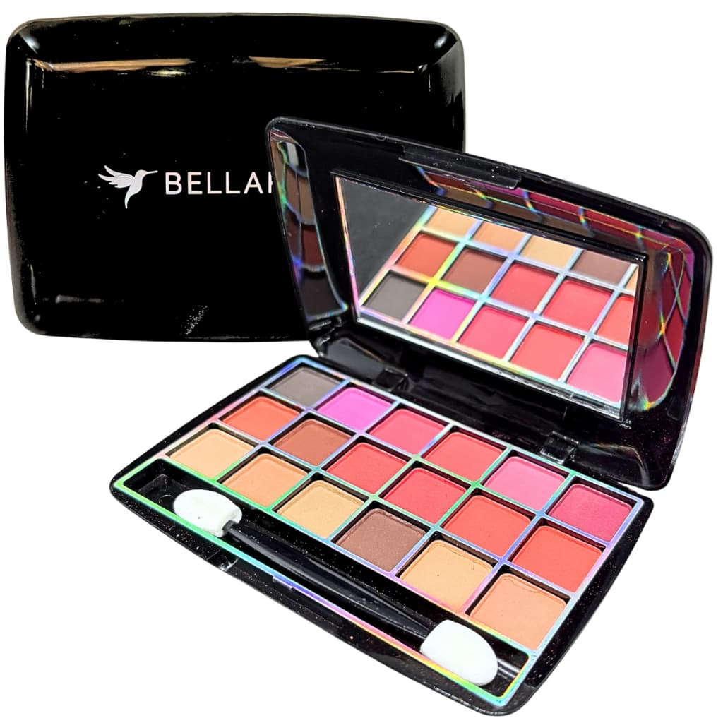 Paleta de Sombras Matte 18 Cores com Espelho e Pincel Mini Estojo de Maquiagem Bella Femme