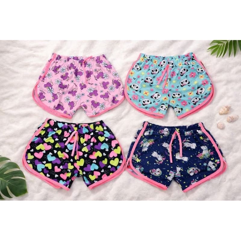 Kit 3 Shorts Infantil Feminino Estampado Verão Confortável Menina Tamanho 2 ao 8