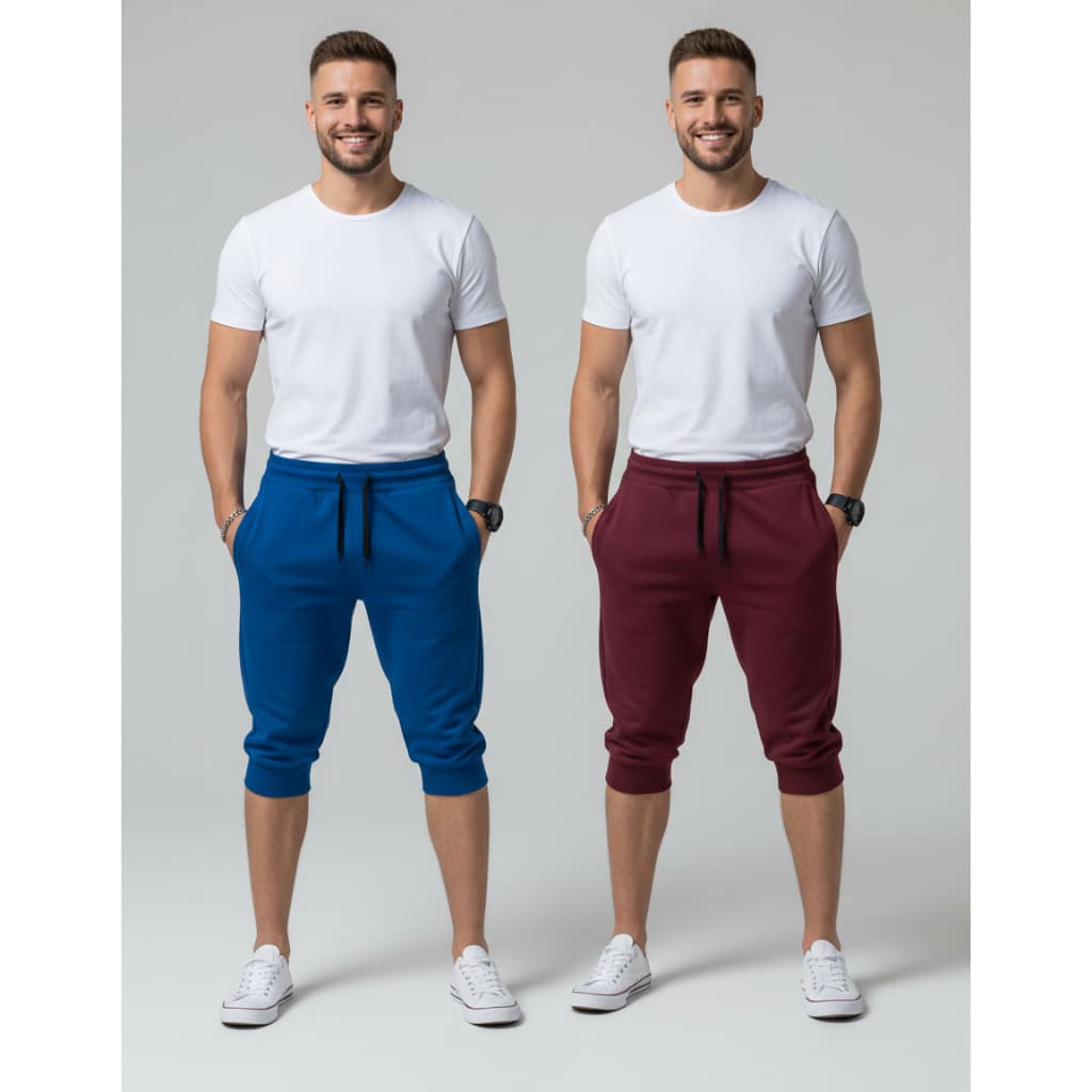 Kit 2 Bermudas Moletom Masculinas Jogger Slim Skinny Lisa Academia Treino Verão Short Esportivo Casual