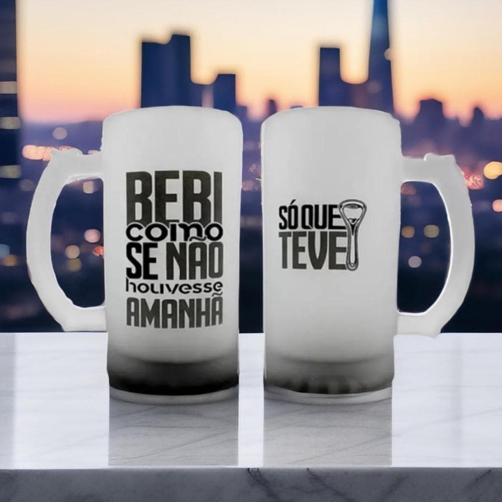 Conjunto Jogo de 2 canecas de vidro grosso de Chopp cerveja resistente de 450 ml