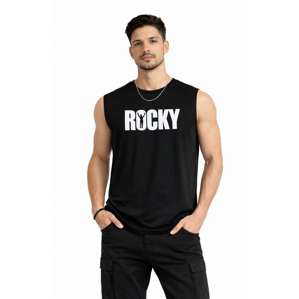 Regata Masculina Machão Rocky Boxe Academia 100% Algodão
