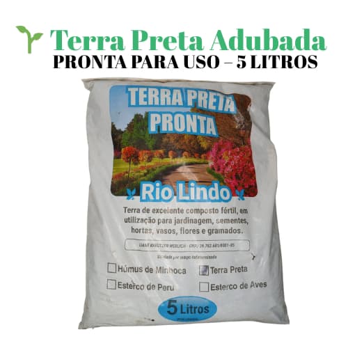 🌱 Terra Preta Adubada Pronta para Uso – 5 Litros