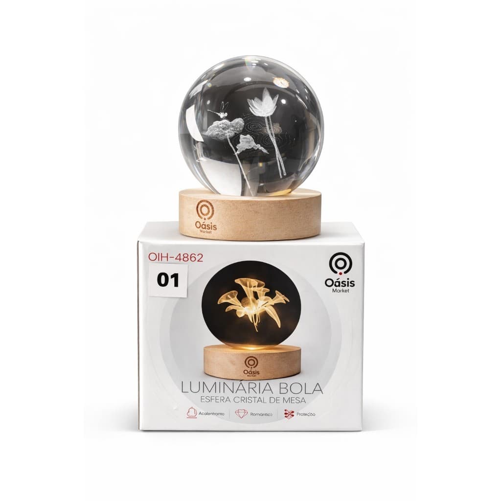 LUMINARIA BOLA ESFERA CRISTAL DE MESA OÀSIS MARKET -  OIH-4862