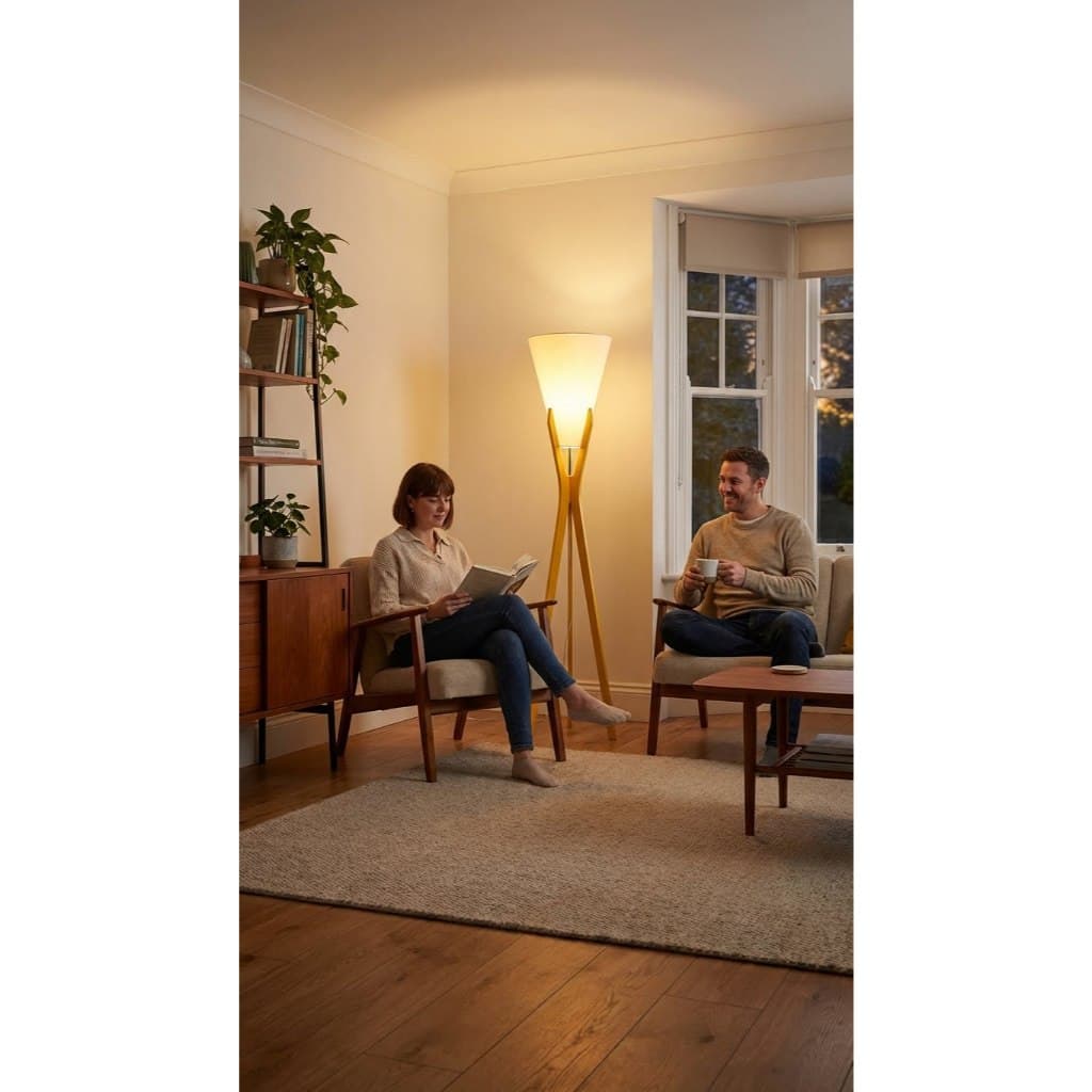 Luminária de Chão Piso Mônaco Elegante 150cm de Altura para Salas Quartos Hall Resorts Hoteis Cupula Algodão Cru